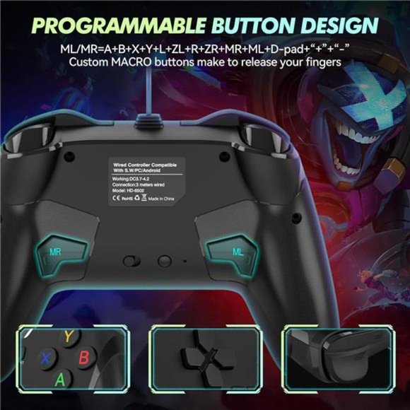 Wired Controller , 10ft USB PC Controller Gaming Controller Gamepad Joystick - Picture 10 of 14